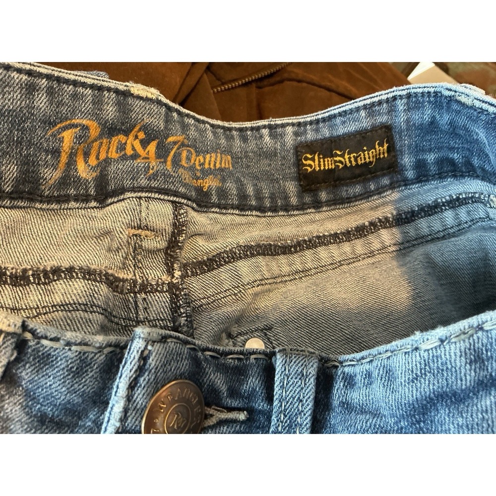 Rock 47 Wrangler Slim Straight Men's Jeans 35x34 MR547ML Cowboy Ranch Wear Rodeo - Picture 4 of 4